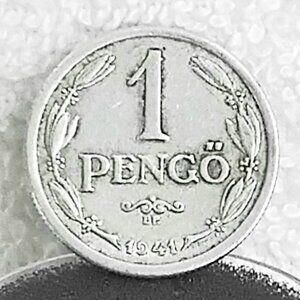 Circulated 1941 Hungarian 1 Pengo Magyar Kiralysag Coin Made of Aluminum!!